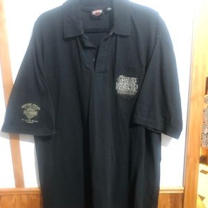 Harley Davidson Men’s Black Embroidered Logo Polo Shirt